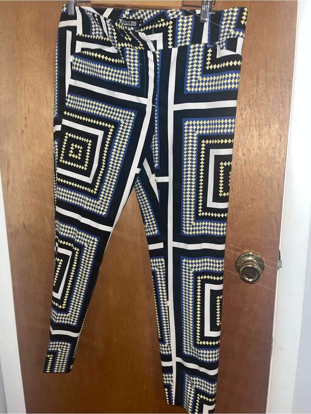 New York & Company Geometric Straight Leg Pants - Navy, Black & White